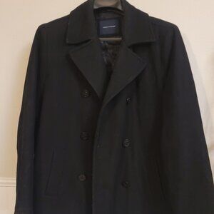 Tommy Hilfiger Black Wool Blend Double Breasted Peacoat